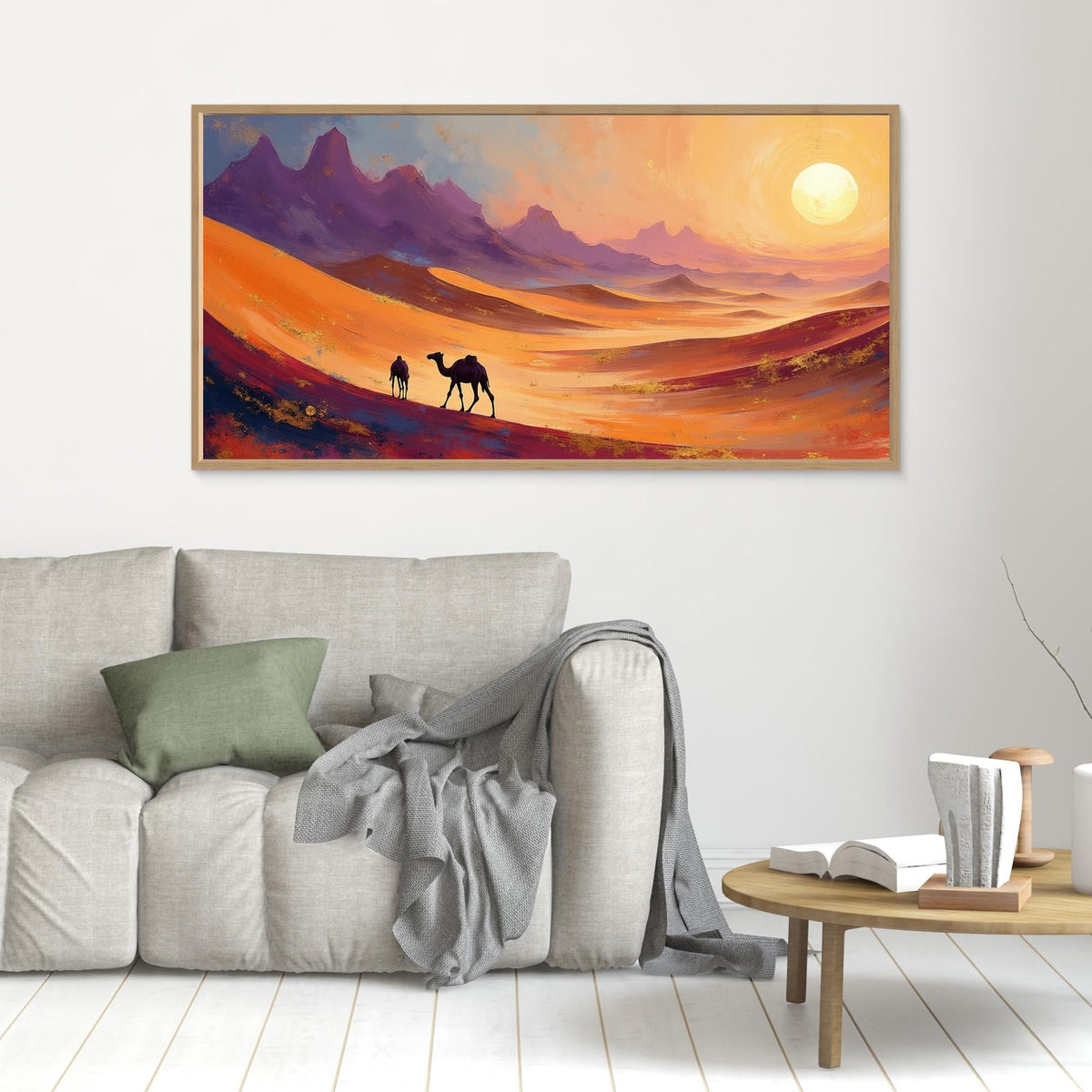 Camels In The Dessert Abstract Wall Canvas Ready To Hang
