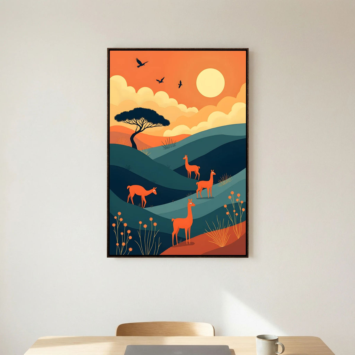 Alpaca At Sunset Abstract Wall Canvas