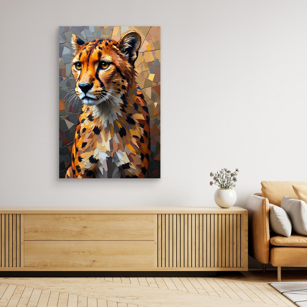 Oil Style Abstract Cheetah Statement Minimalist Wall Canvas