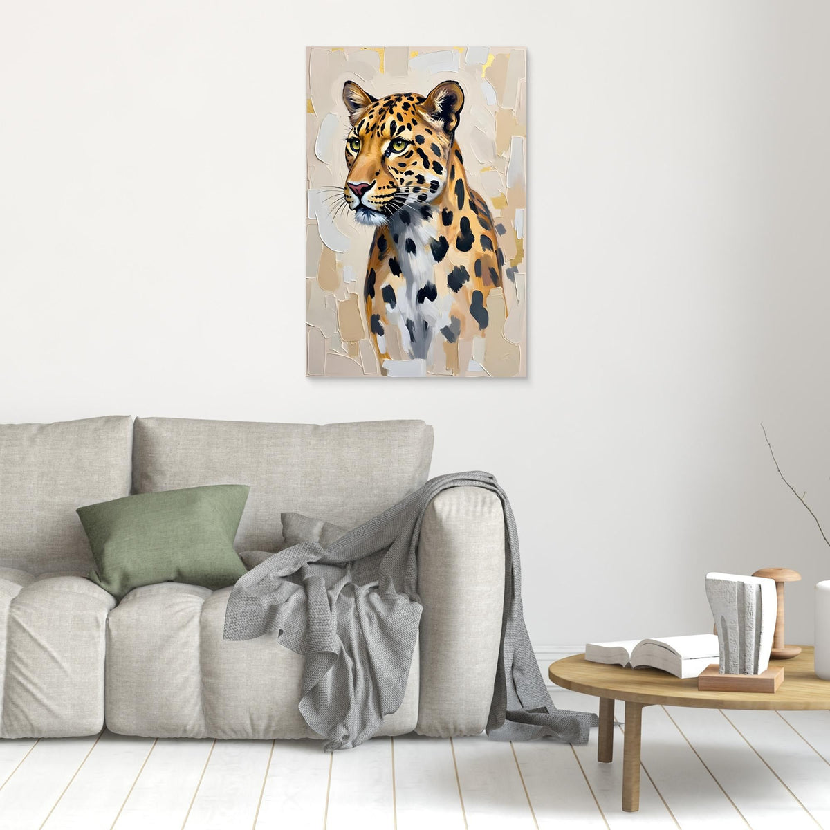 Leopard Oil Style Abstract Minimalist Wall Decor Muted Colours