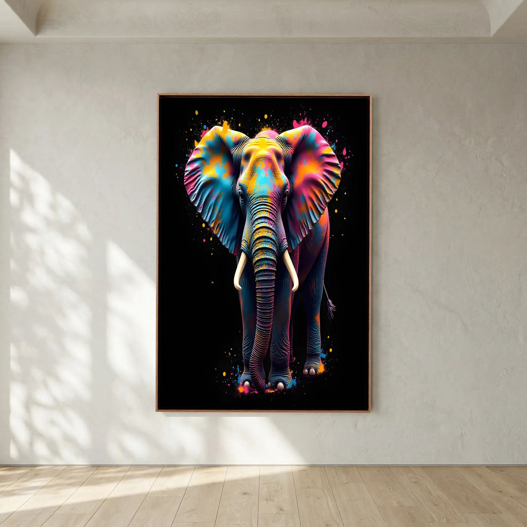 Abstract Elephant Canvas Wall Art, Modern Safari Nursery Print, Warm Toned Statement Decor, Poly-Cotton Framed Wildlife Art, Gift