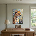 Delicate Oil Style Cheetah In Flowers Canvas Minimalist Wall Decor