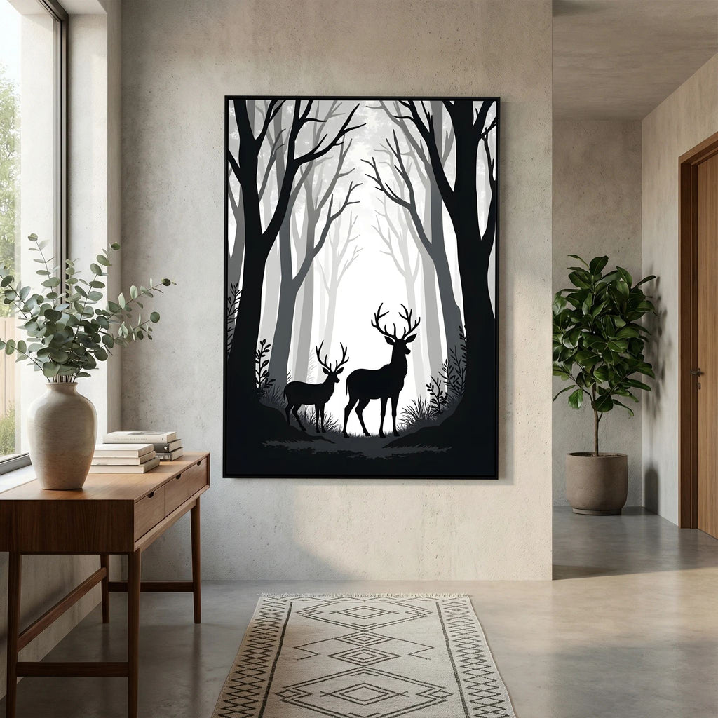 Black & White Forest Deer