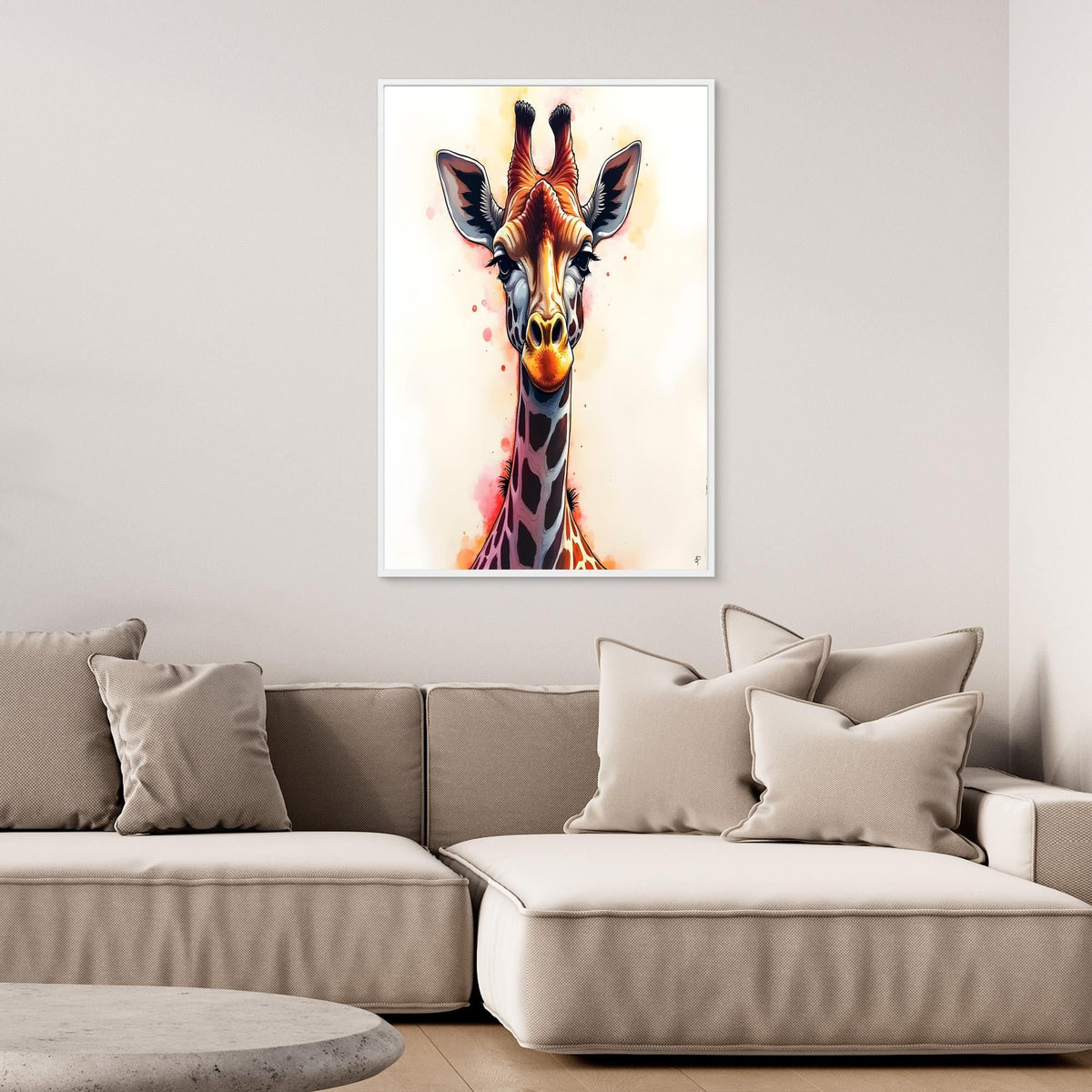 Abstract Giraffe Canvas Minimalist Ink Style