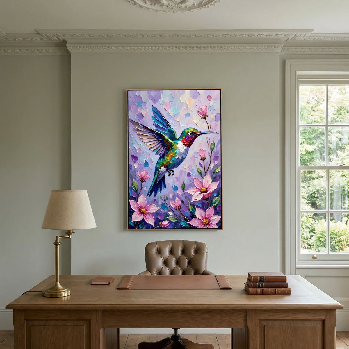 Humming Bird Abstract Wall Art Oil Style Canvas