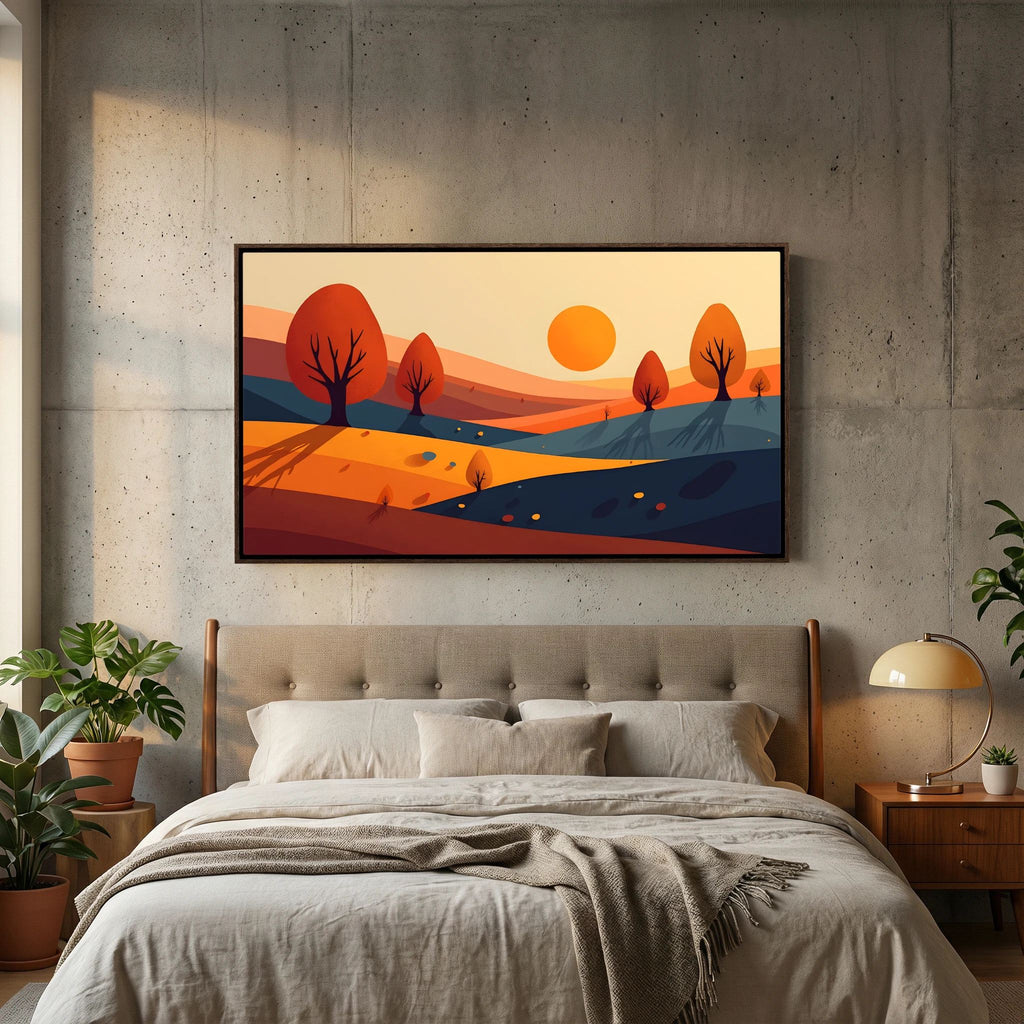 Autumn Trees At Sunset Abstract Wall Art