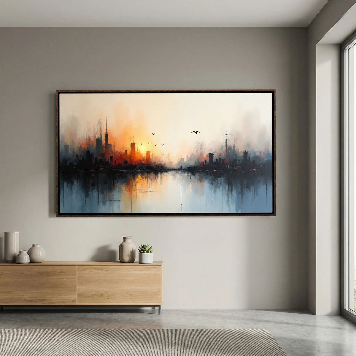 Cityscape At sunset Canvas Wall Art 