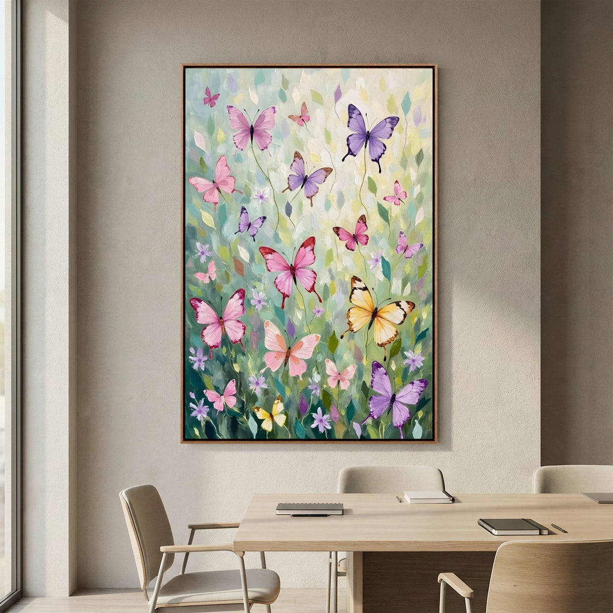 Butterfly Wall Art Pastel Colours Minimalist Abstract Canvas