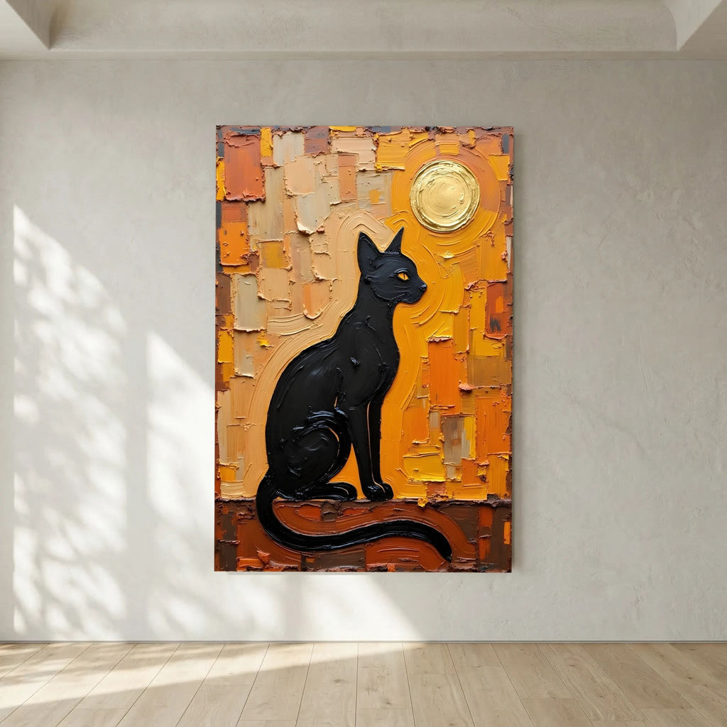 Domestic Cat Abstract Oil Style Canvas Minimalist Wall Decor