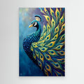 Art Deco Abstract Peacock Electric Blue Wall Canvas 