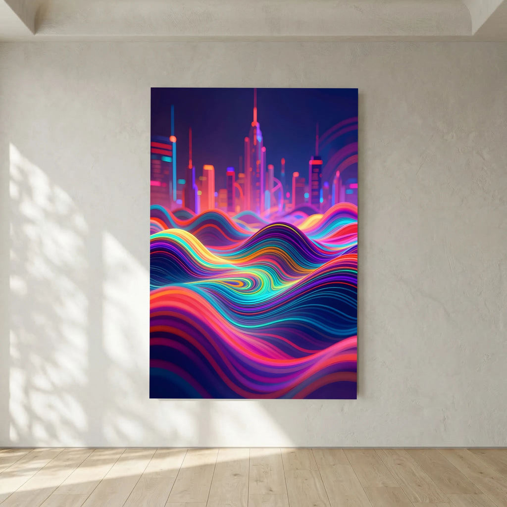 Neon City Vibes Canvas Wall Art