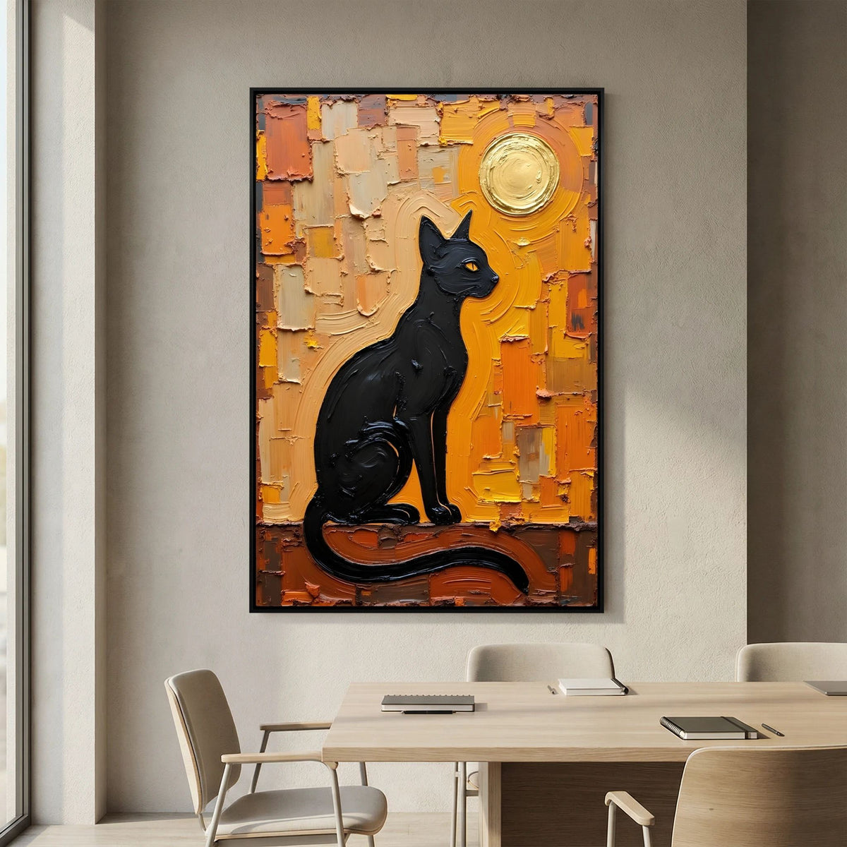 Domestic Cat Abstract Oil Style Canvas Minimalist Wall Decor