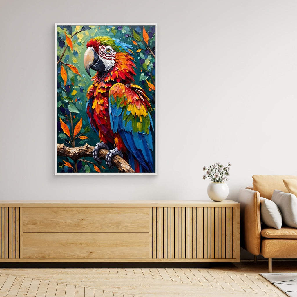 A Vibrant Macaw Stand Out In Any Room Minimalist Wall Canvas