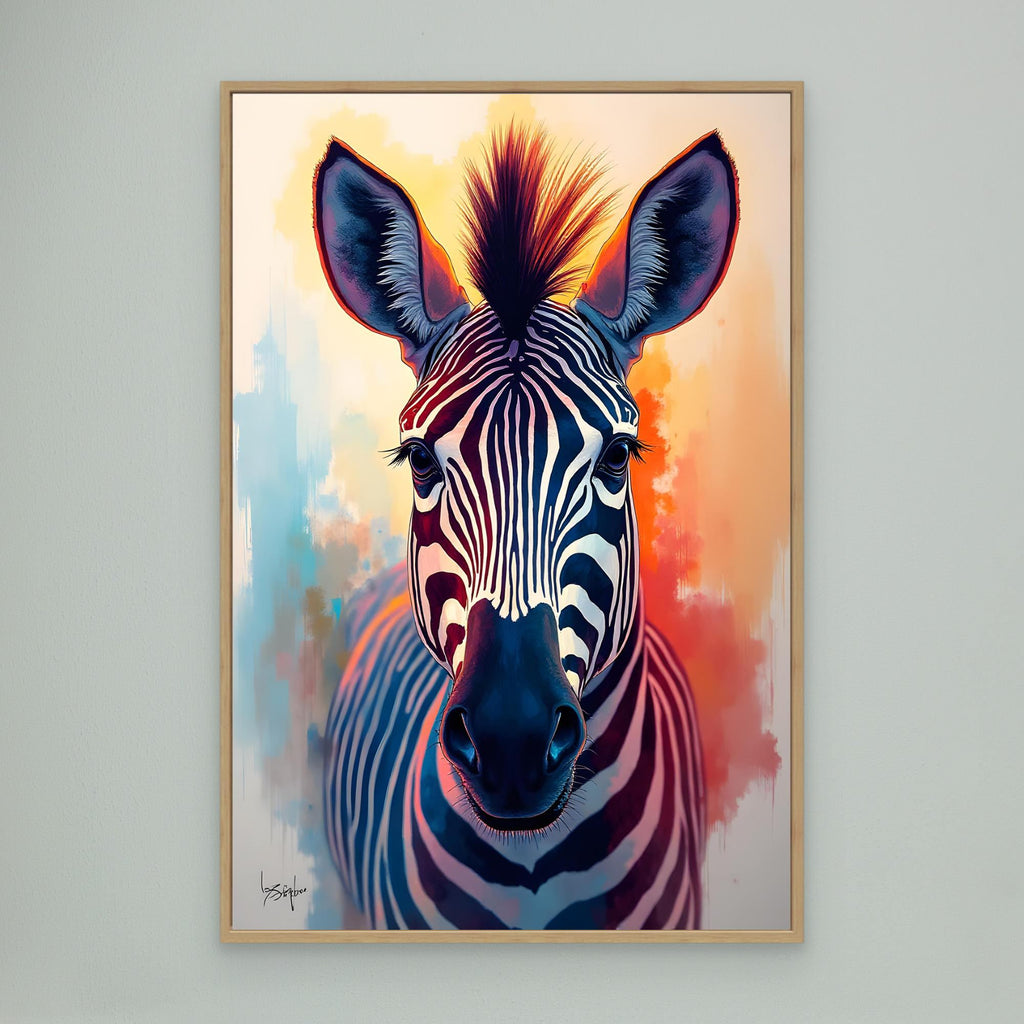 Warm Safari Zebra Colourful Minimalist Canvas