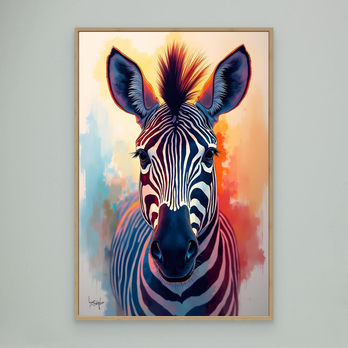 Warm Safari Zebra Colourful Minimalist Canvas