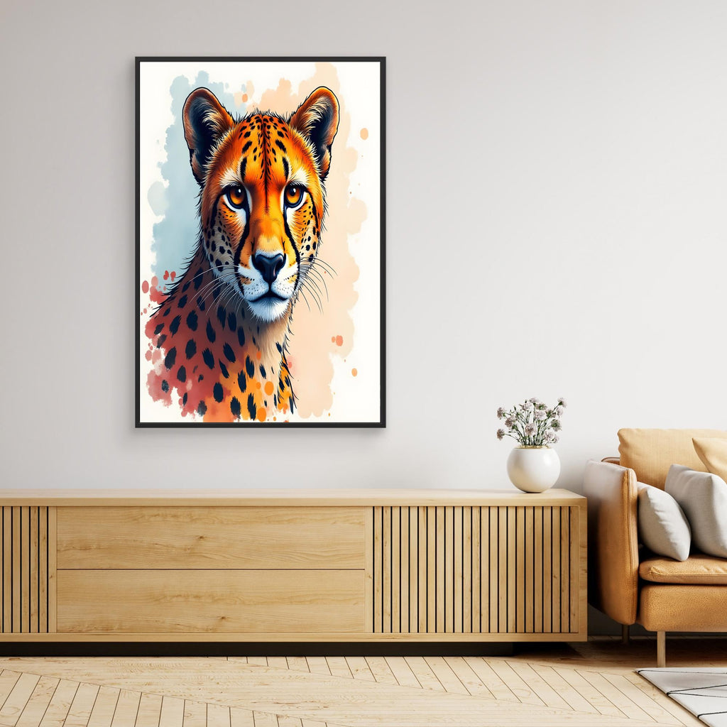 Abstract Cheetah Minimalist Ink Style Canvas