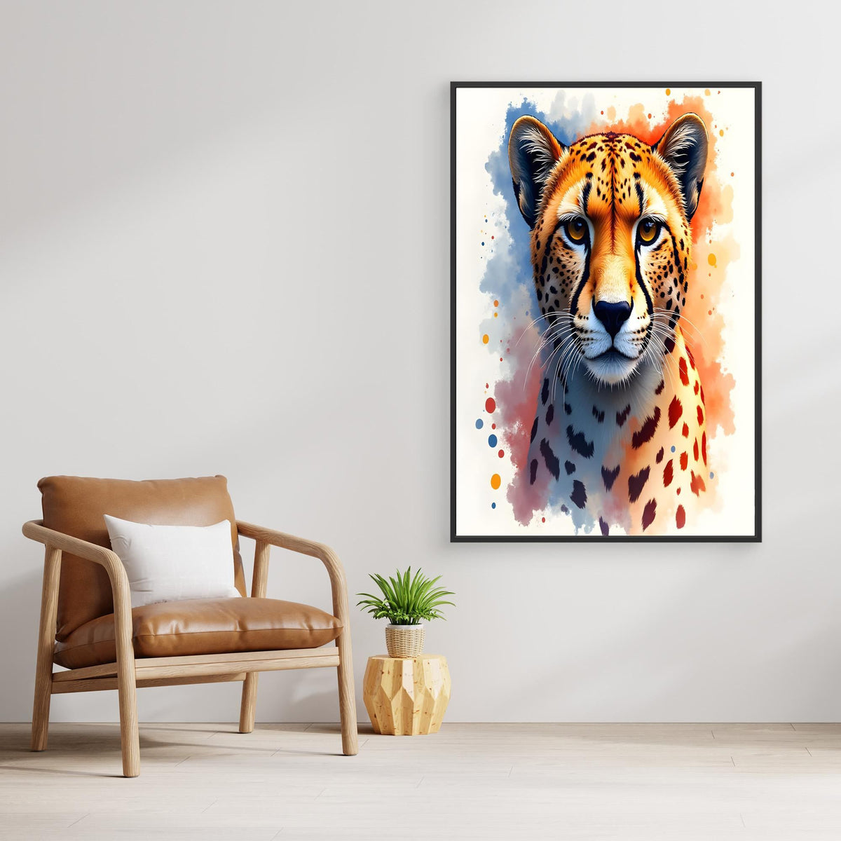 Abstract Cheetah Minimalist Ink Style 