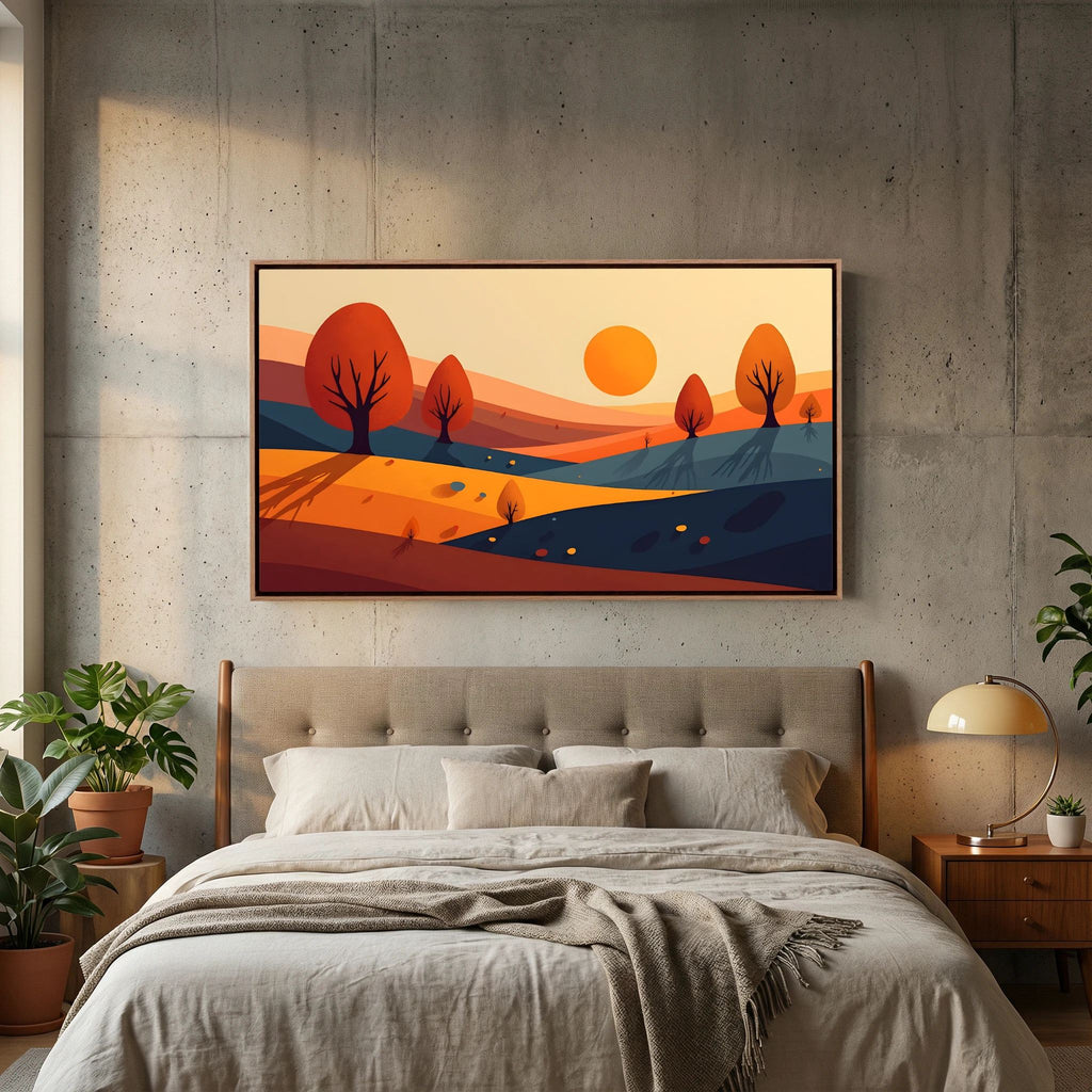 Autumn Trees At Sunset Abstract Wall Art