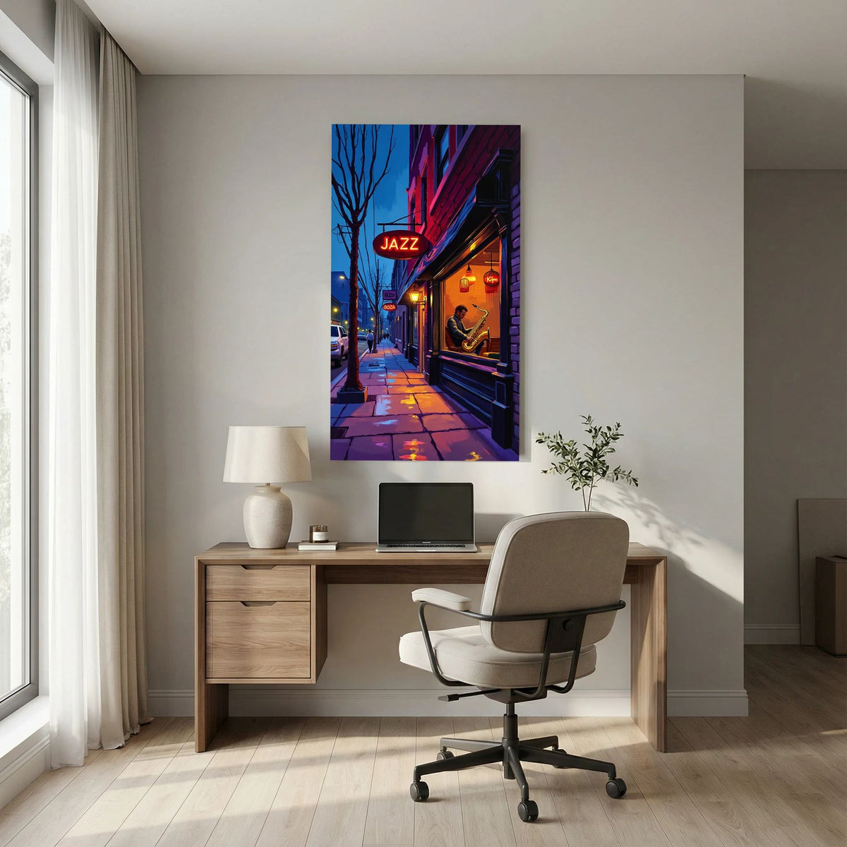 Jazz Bar Street Scene Canvas Wall Art