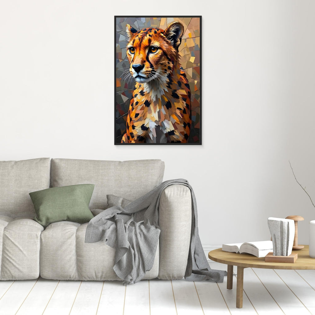 Oil Style Abstract Cheetah Statement Minimalist Wall Canvas