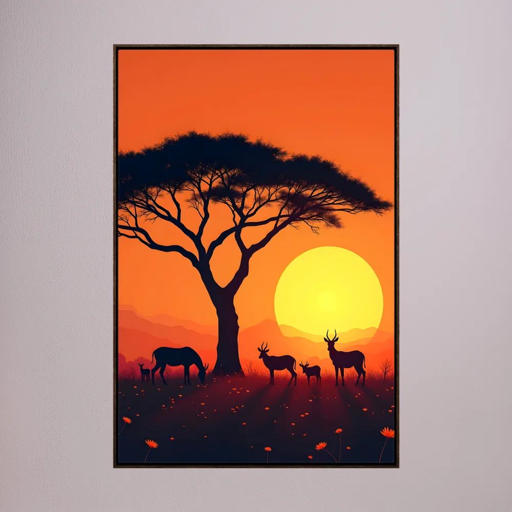 Sunset Abstract Of African Planes Wall Canvas