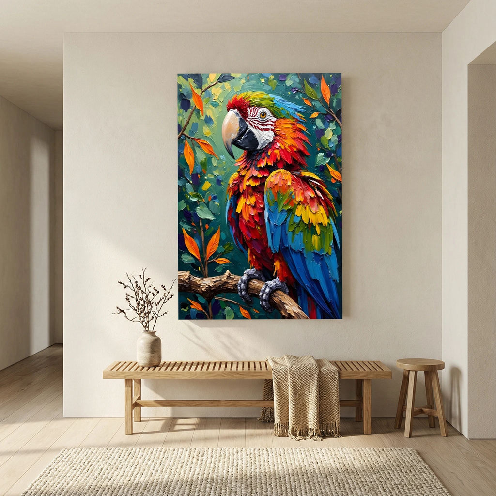 A Vibrant Macaw Stand Out In Any Room Minimalist Wall Canvas