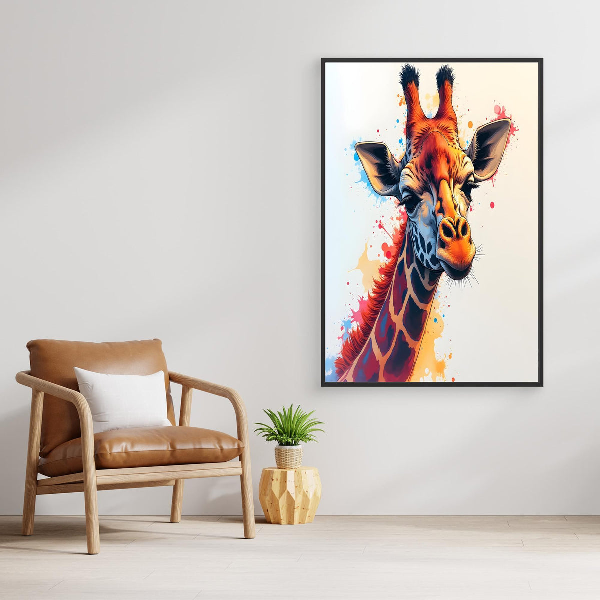 Abstract Giraffe Canvas Minimalist Ink Style