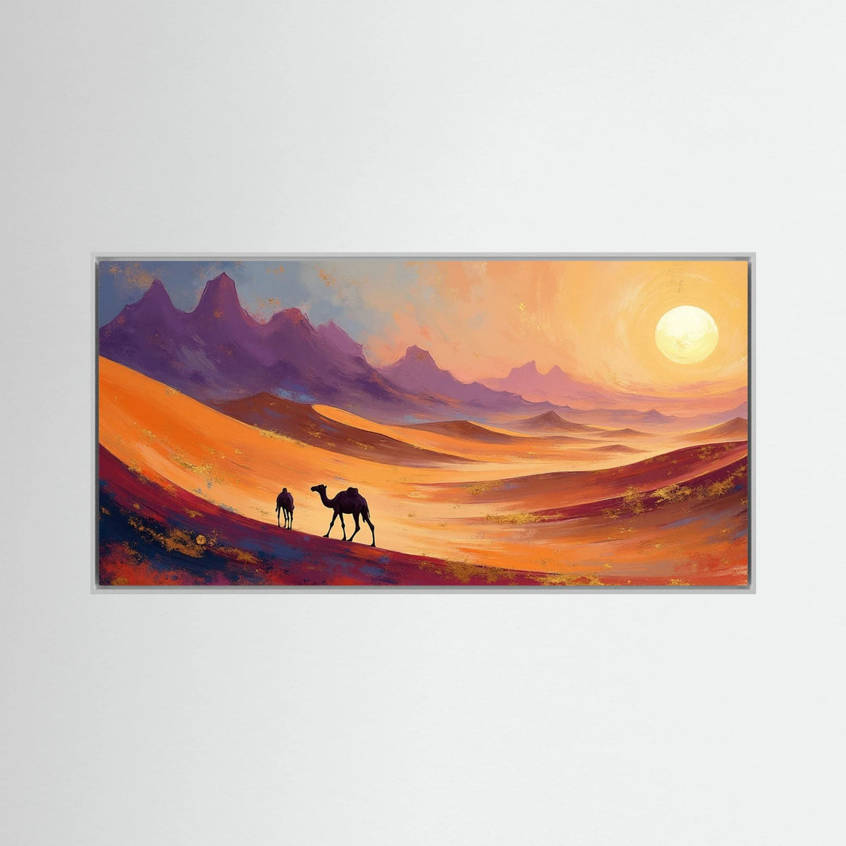 Camels In The Dessert Abstract Wall Canvas Ready To Hang