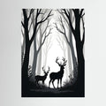 Black & White Forest Deer