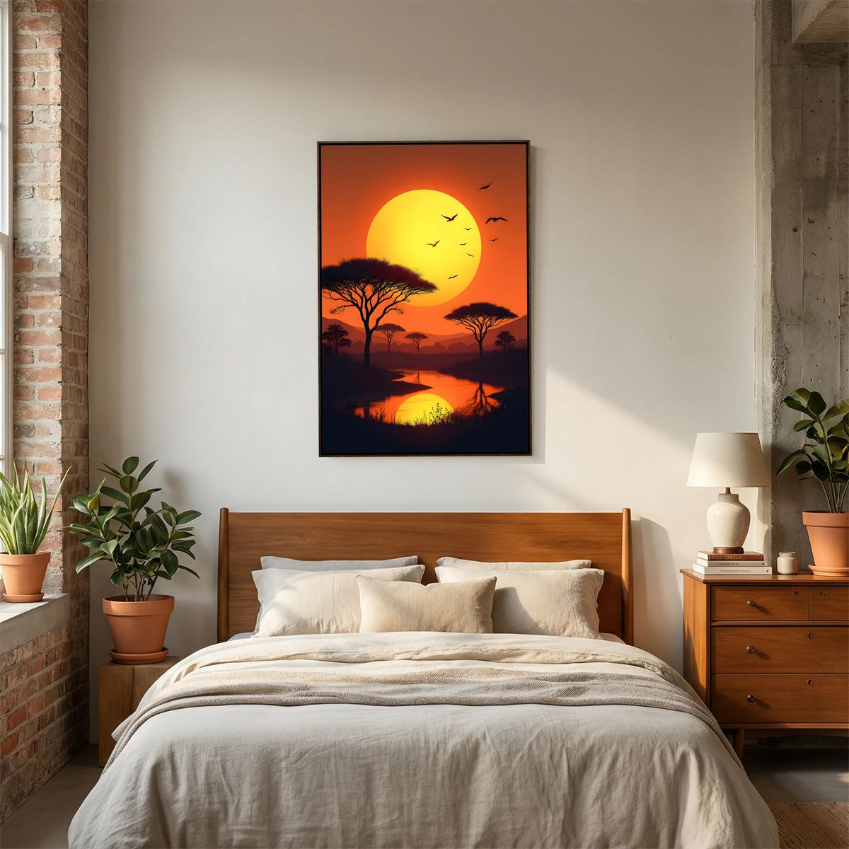 Acacia Trees At Sunset Canvas Wall Art