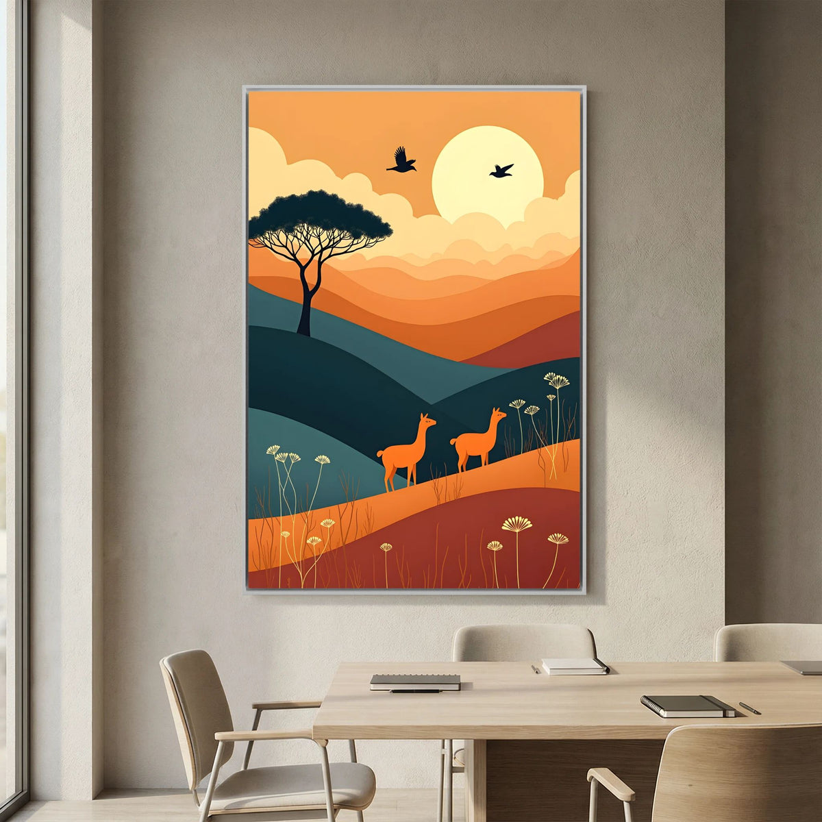 Duo Of Alpaca Abstract Wall Canvas