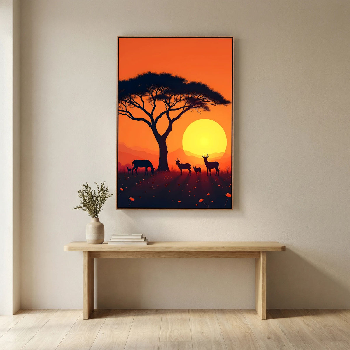 Sunset Abstract Of African Planes Wall Canvas