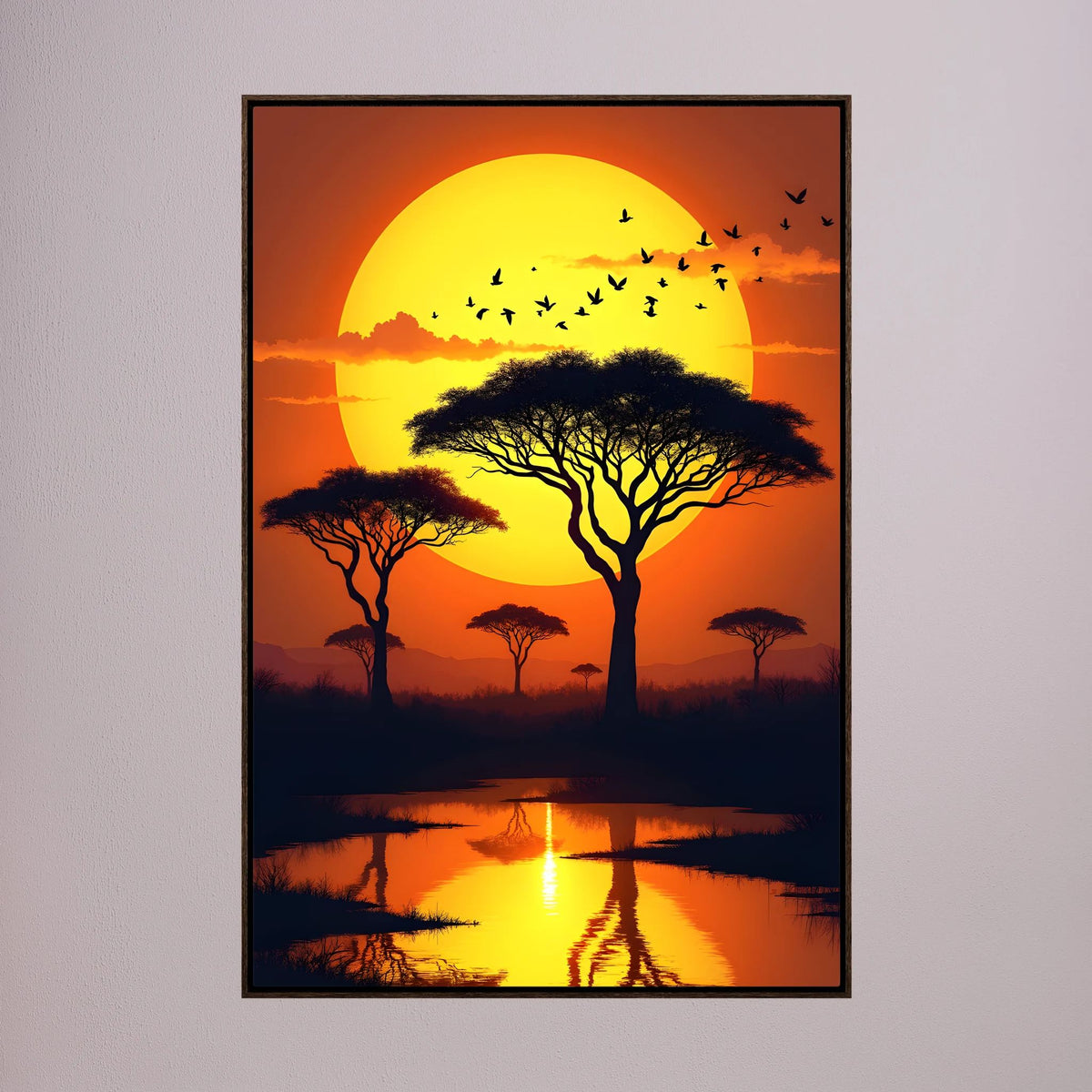 Sunset On The African Planes Acacia Trees Canvas Print