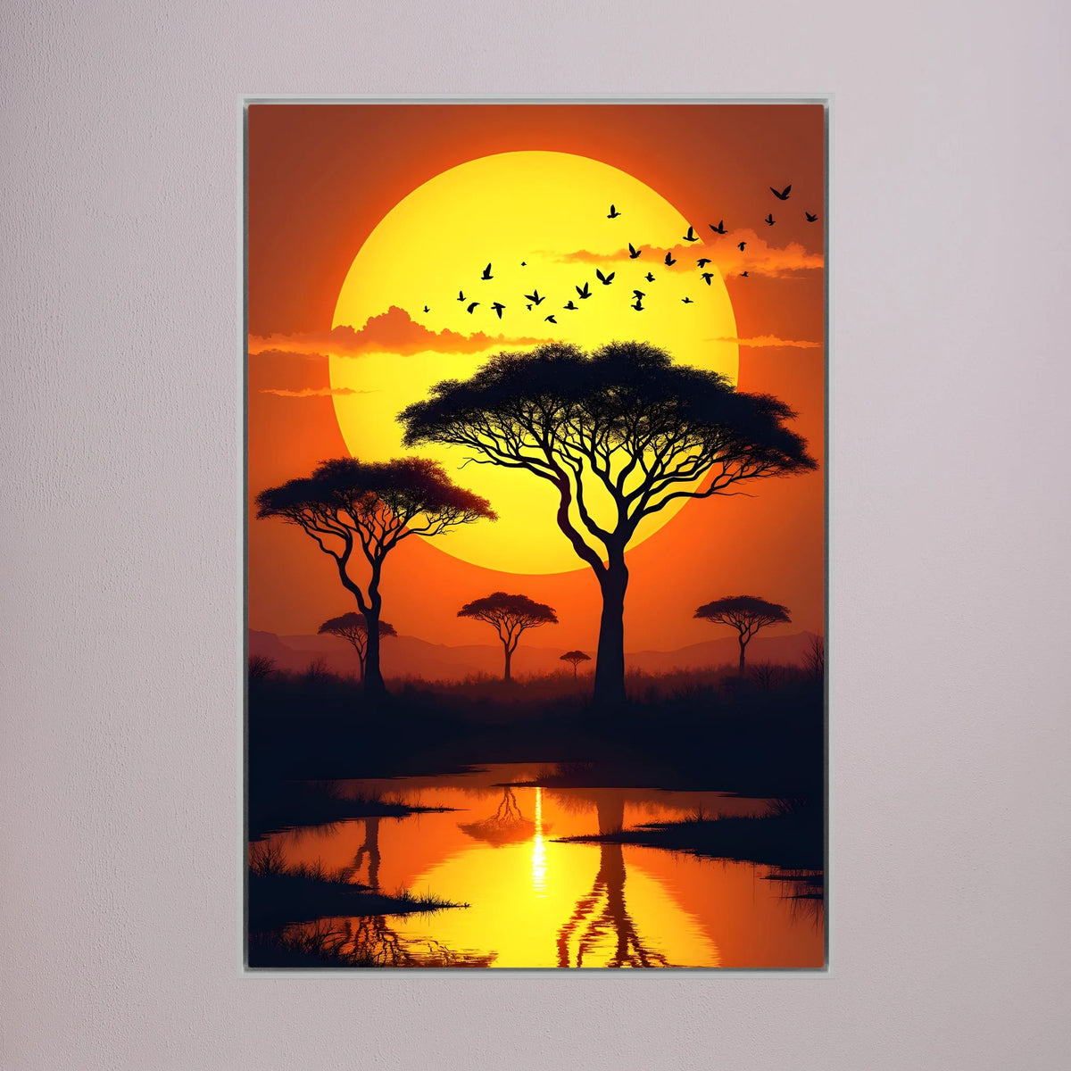 Sunset On The African Planes Acacia Trees Canvas Print