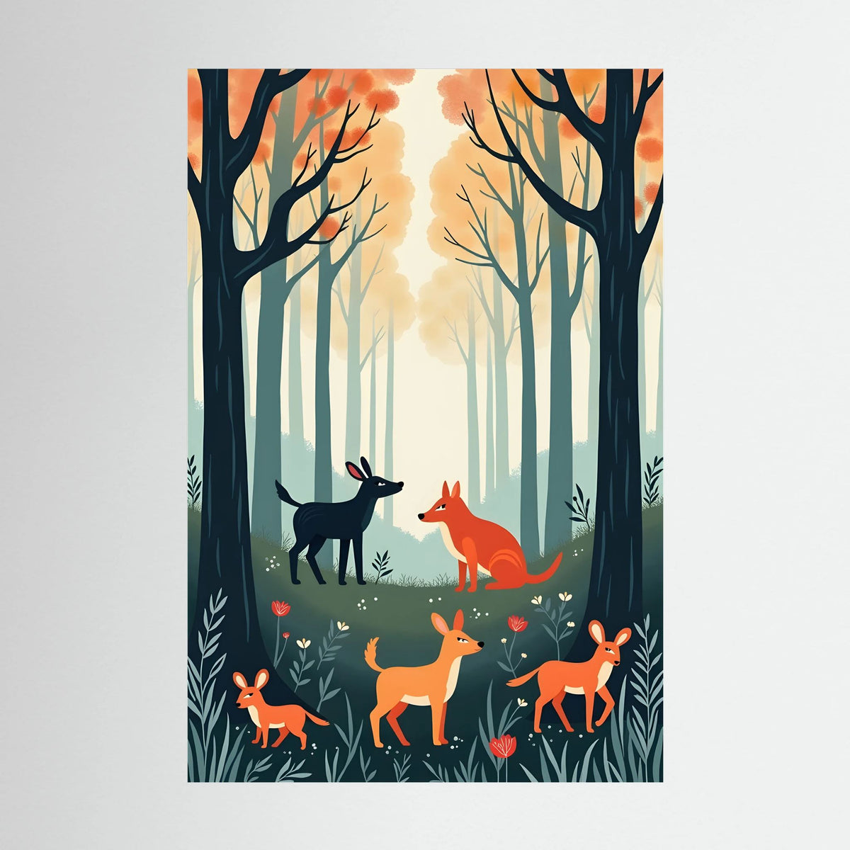 Abstract Forest Animals Forest Scene