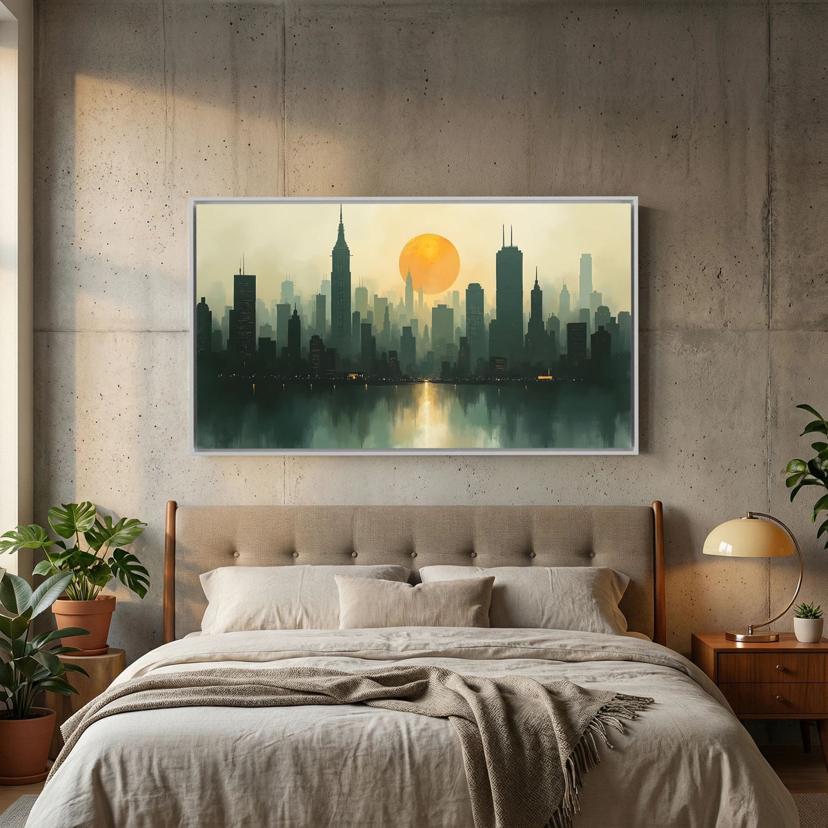 Minimalist Cityscape At Sunset 