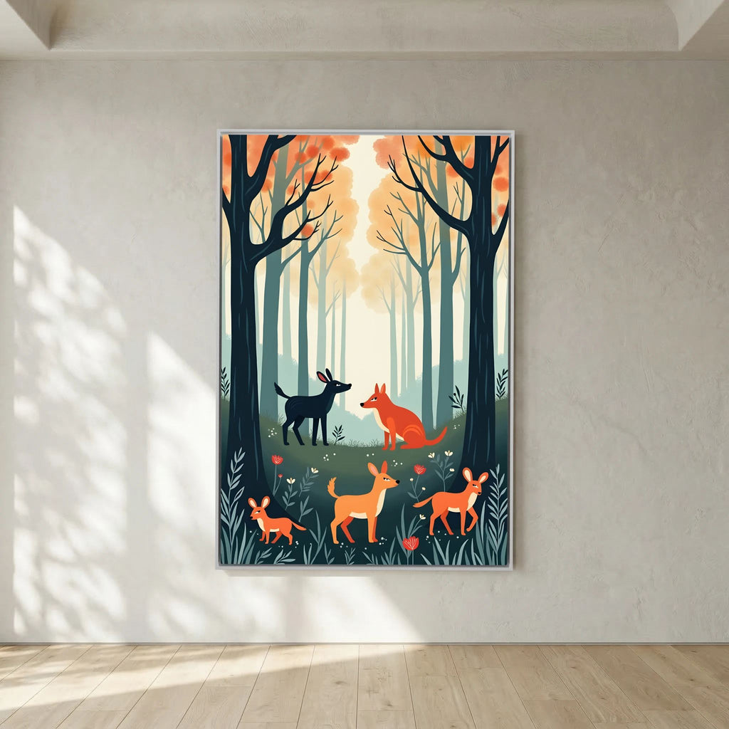 Abstract Forest Animals Forest Scene