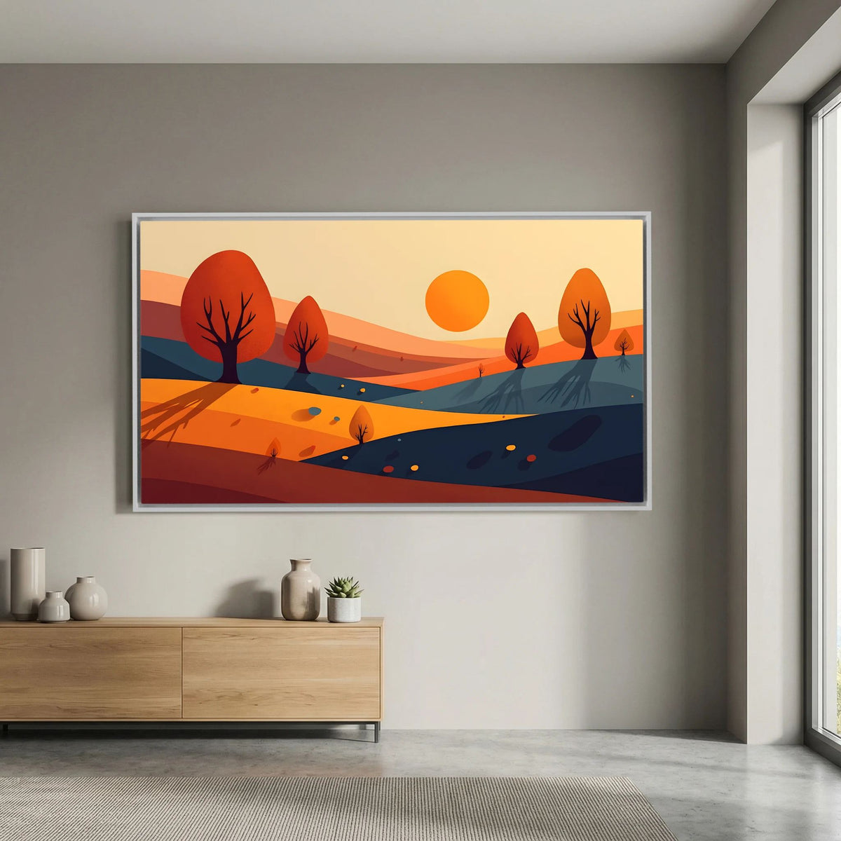 Autumn Trees At Sunset Abstract Wall Art