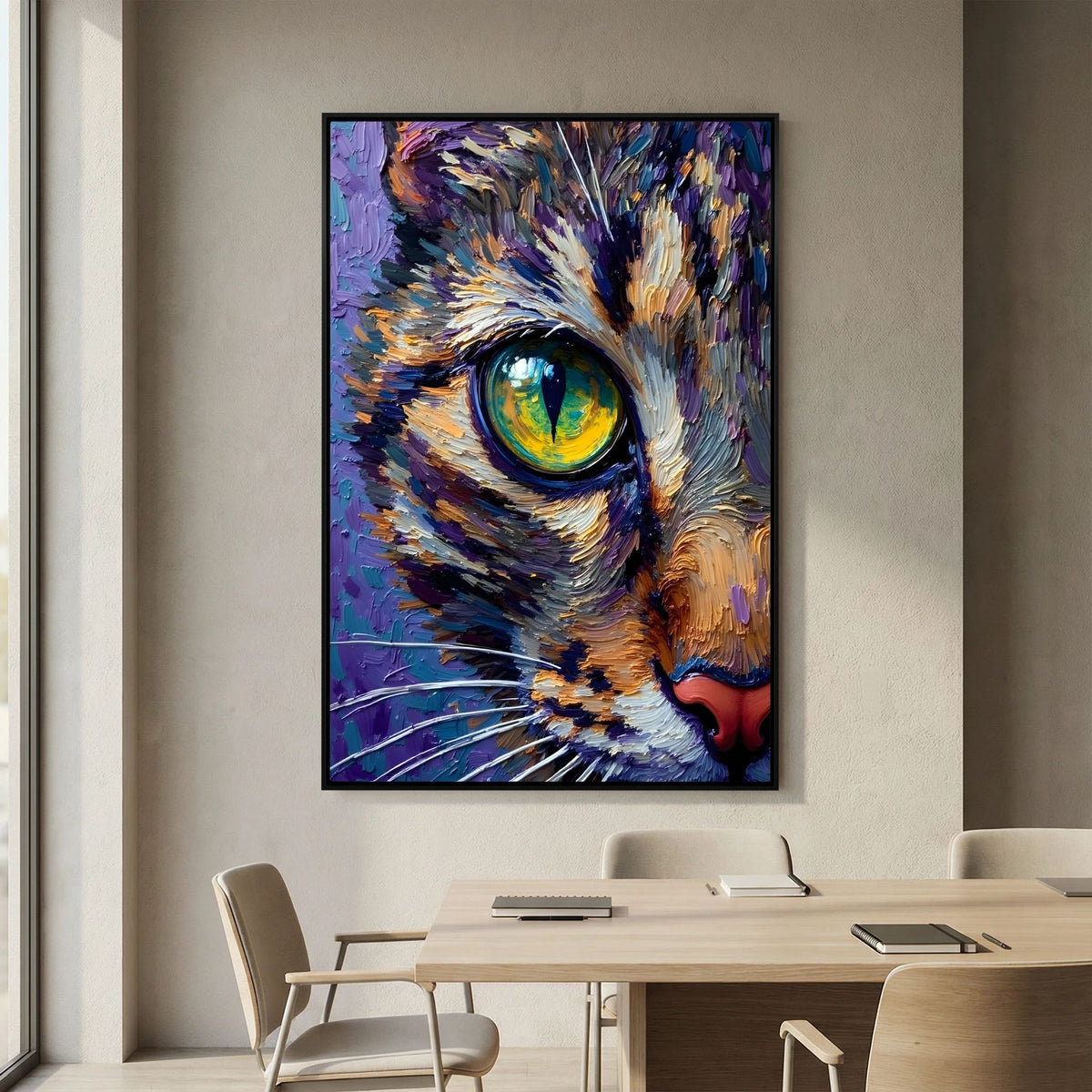 Abstract Domestic Cat Oil Style Canvas Minimalist Wall Decor