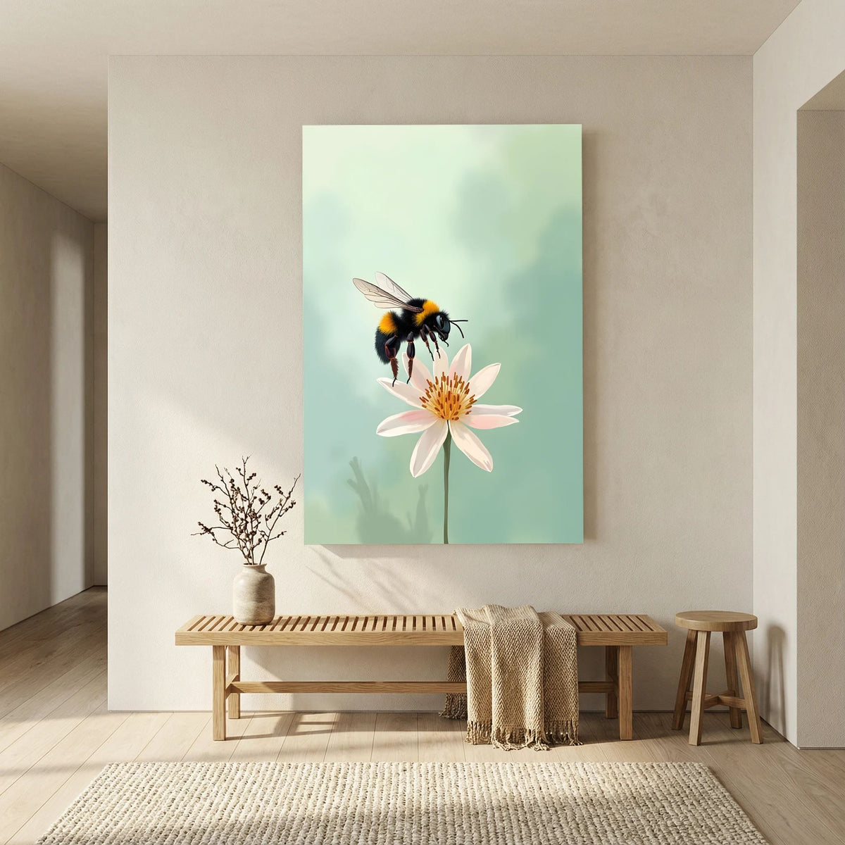 Delicate Bumble Bee Wall Art Minimalist Decor