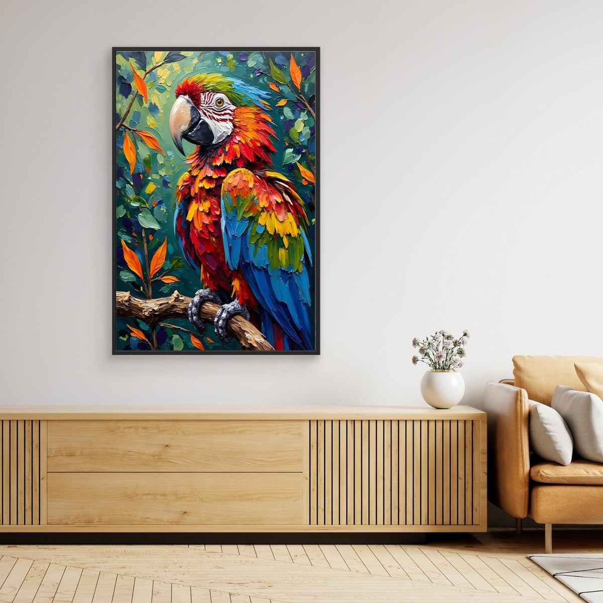 A Vibrant Macaw Stand Out In Any Room Minimalist Wall Canvas