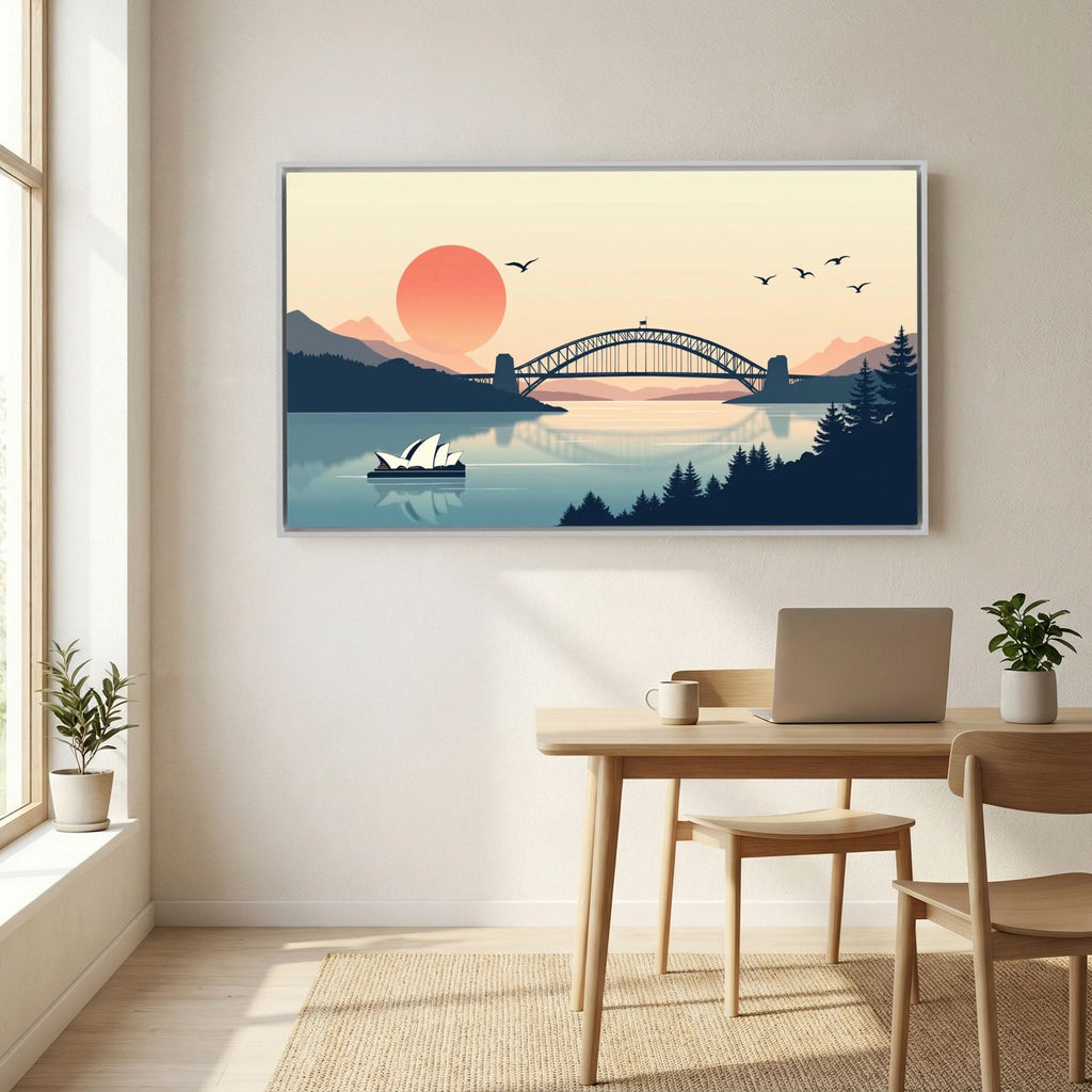 Abstract Sydney Harbour Boat At Sunset