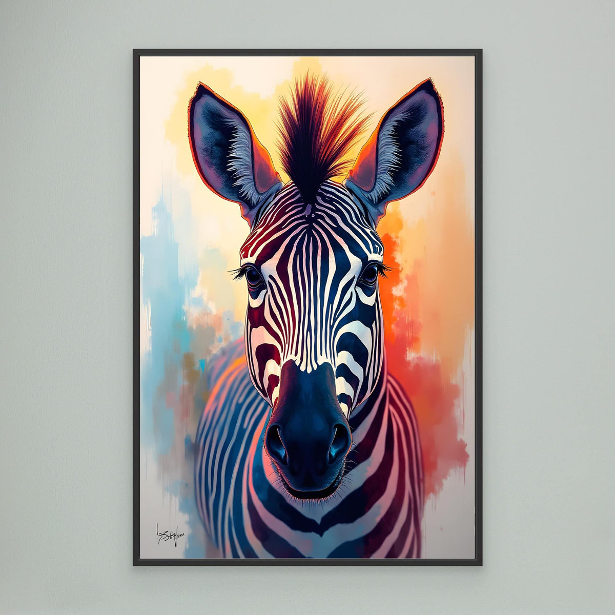 Warm Safari Zebra Colourful Minimalist Canvas