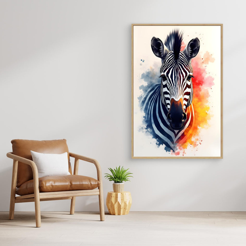 Safari Zebra Ink Style Minimalist Wall Decor