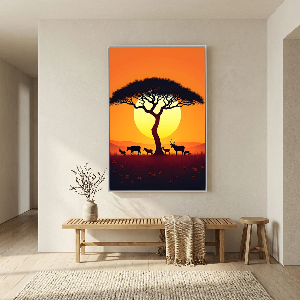 African Planes At Dusk Wall Canvas