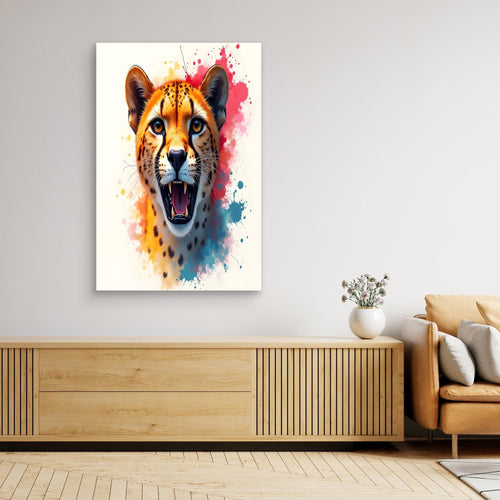 Abstract Cheetah Minimalist Ink Style Canvas