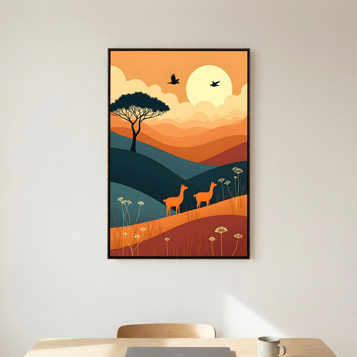 Duo Of Alpaca Abstract Wall Canvas