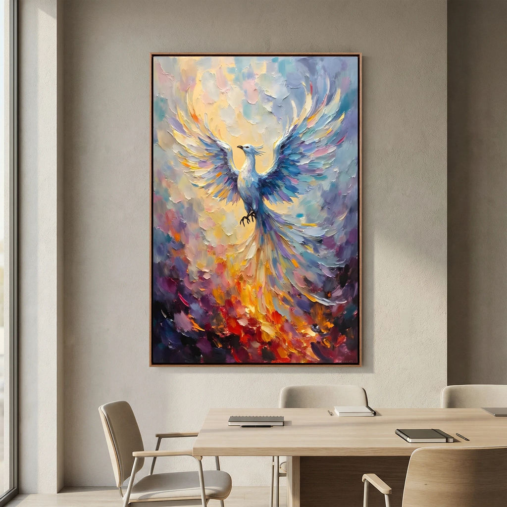 Phoenix In Flight Vibrant Majestic Minimalist Oil Style Decor