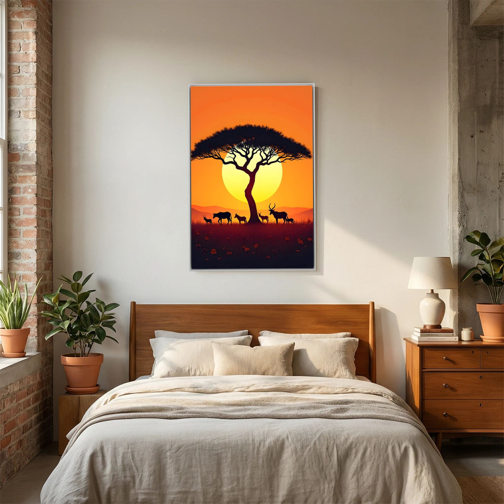 African Planes At Dusk Wall Canvas