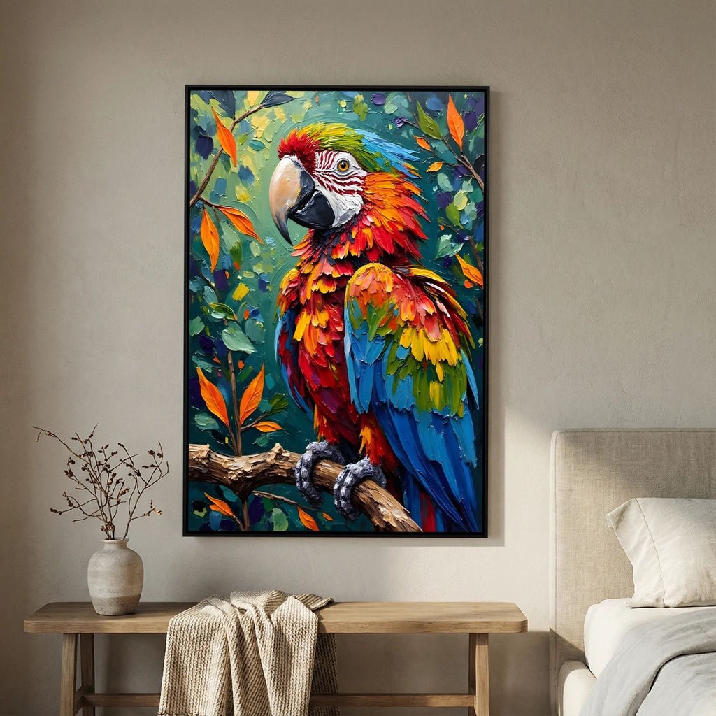 A Vibrant Macaw Stand Out In Any Room Minimalist Wall Canvas
